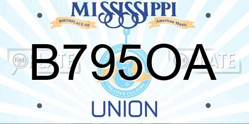 B795OA Mississippi License Plate
