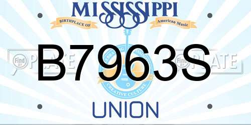 B7963S Mississippi License Plate