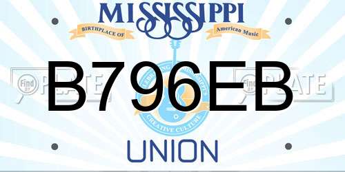 B796EB Mississippi License Plate