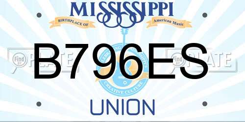 B796ES Mississippi License Plate