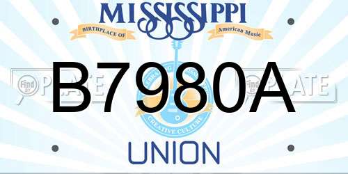B7980A Mississippi License Plate