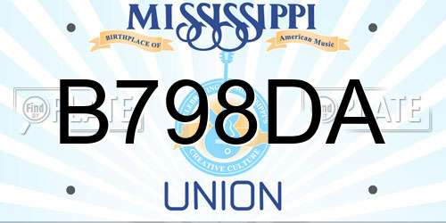 B798DA Mississippi License Plate