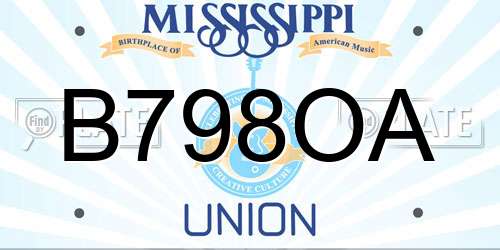 B798OA Mississippi License Plate