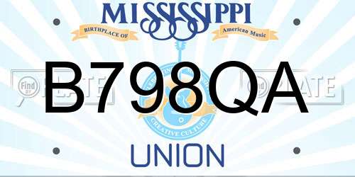 B798QA Mississippi License Plate