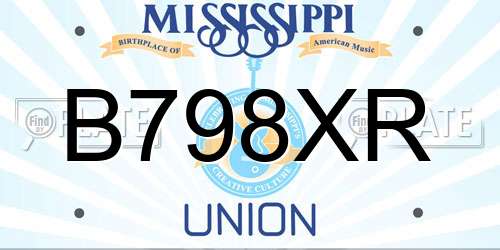 B798XR Mississippi License Plate