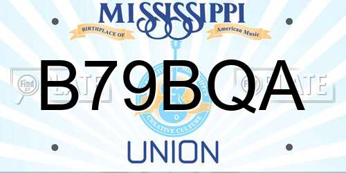 B79BQA Mississippi License Plate