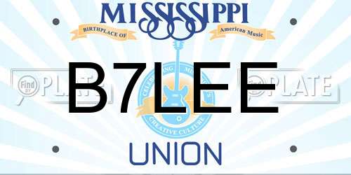B7LEE Mississippi License Plate