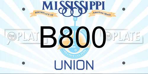 B800 Mississippi License Plate