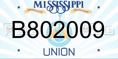B802009 Mississippi License Plate