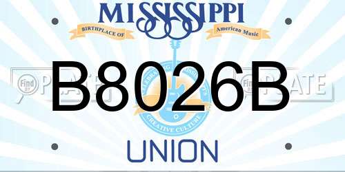 B8026B Mississippi License Plate