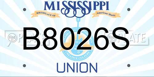 B8026S Mississippi License Plate