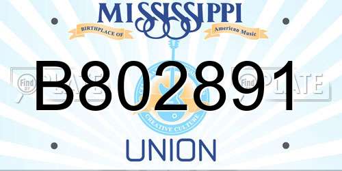 B802891 Mississippi License Plate