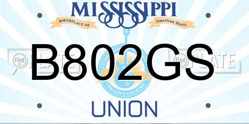 B802GS Mississippi License Plate