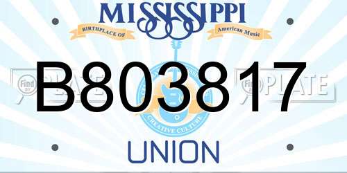 B803817 Mississippi License Plate