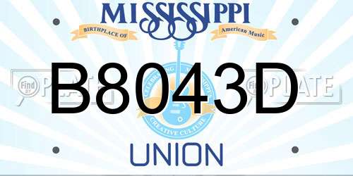B8043D Mississippi License Plate