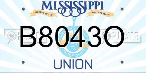 B8043O Mississippi License Plate