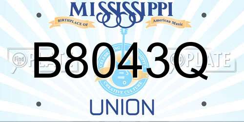 B8043Q Mississippi License Plate