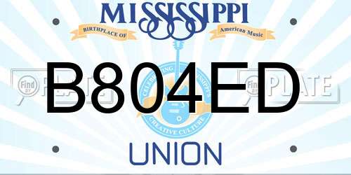 B804ED Mississippi License Plate