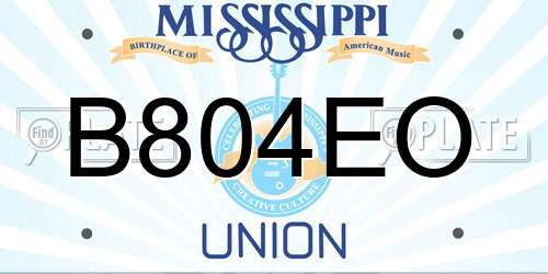 B804EO Mississippi License Plate