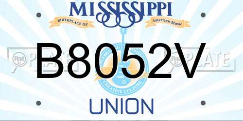 B8052V Mississippi License Plate