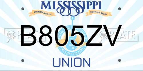 B805ZV Mississippi License Plate