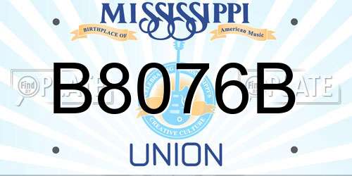 B8076B Mississippi License Plate
