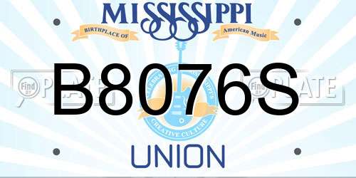 B8076S Mississippi License Plate