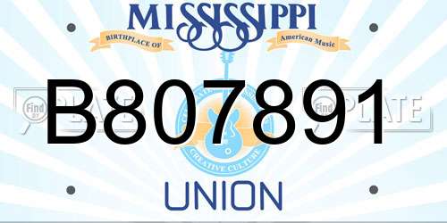 B807891 Mississippi License Plate