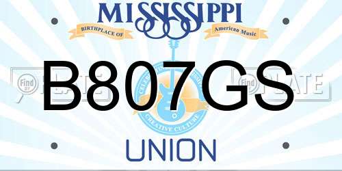 B807GS Mississippi License Plate