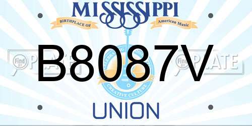 B8087V Mississippi License Plate
