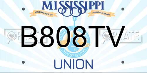 B808TV Mississippi License Plate