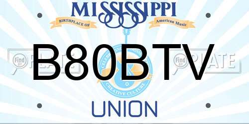 B80BTV Mississippi License Plate