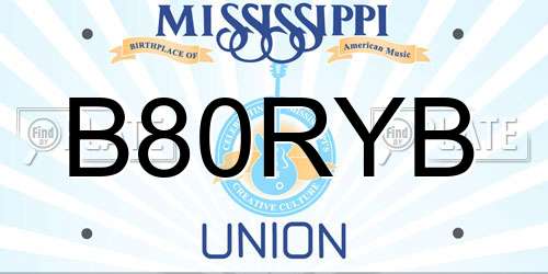 B80RYB Mississippi License Plate