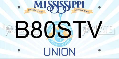 B80STV Mississippi License Plate