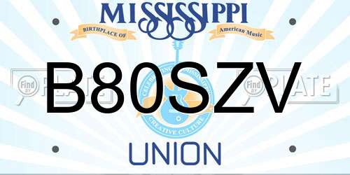 B80SZV Mississippi License Plate