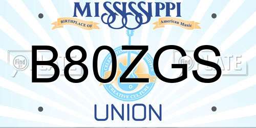 B80ZGS Mississippi License Plate