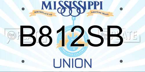 B812SB Mississippi License Plate
