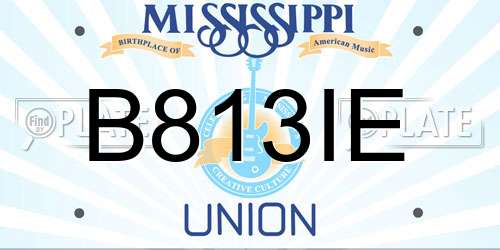 B813IE Mississippi License Plate