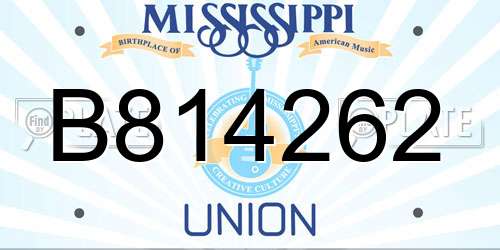 B814262 Mississippi License Plate