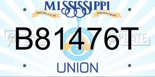 B81476T Mississippi License Plate