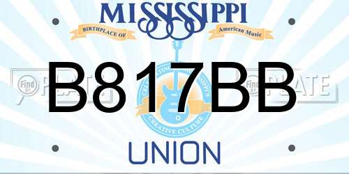 B817BB Mississippi License Plate