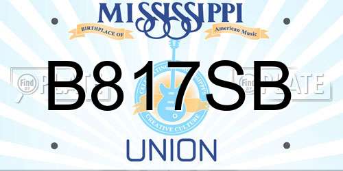 B817SB Mississippi License Plate