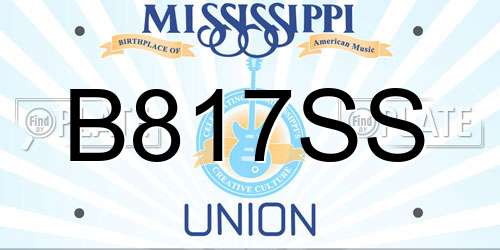 B817SS Mississippi License Plate