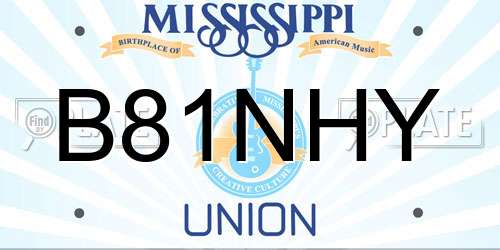 B81NHY Mississippi License Plate