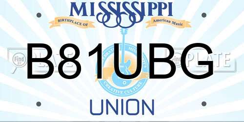 B81UBG Mississippi License Plate