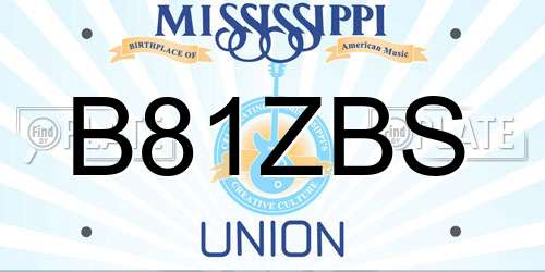 B81ZBS Mississippi License Plate