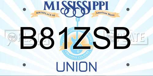 B81ZSB Mississippi License Plate