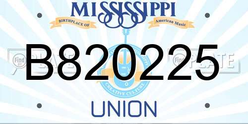 B820225 Mississippi License Plate