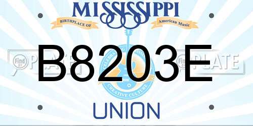 B8203E Mississippi License Plate