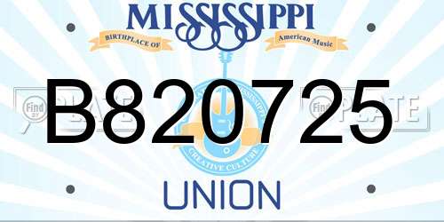 B820725 Mississippi License Plate